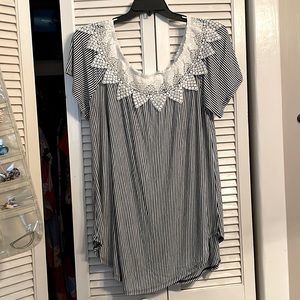 Emerald 2x black/white stripe shirt